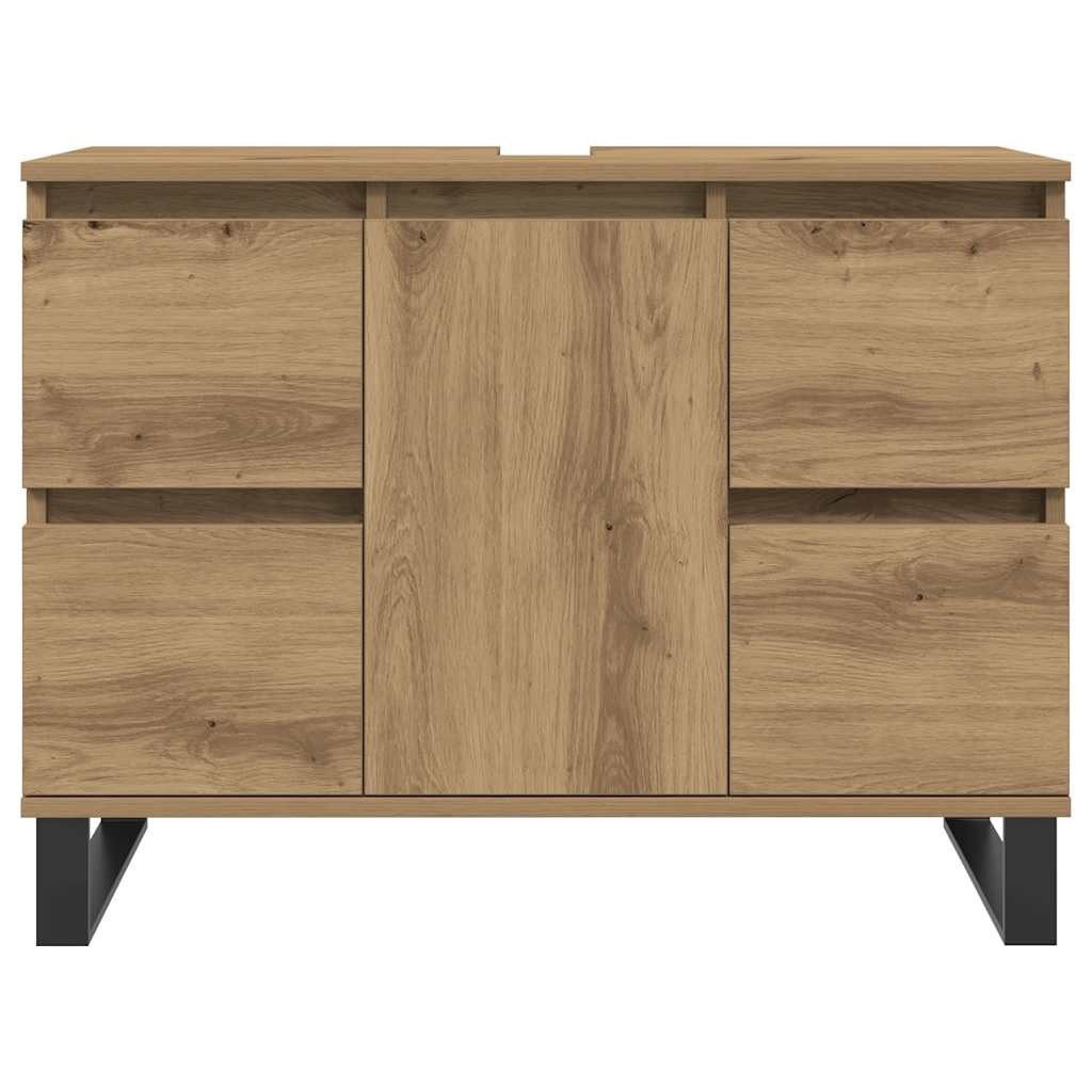 vidaXL Badezimmerspiegelschrank Waschbeckenunterschrank Artisan-Eiche 80x33x60 cm Holzwerkstoff (1-St) – Bild 4 von 5