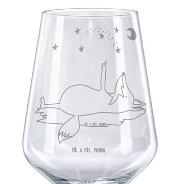 Mr. & Mrs. Panda Rotweinglas Fuchs Sterne - Transparent - Geschenk, Geschenk für Weinliebhaber, Sp, Premium Glas, Feine Lasergravur