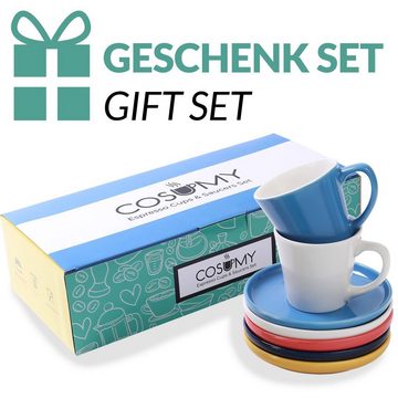 Cosumy Espressotasse 6 Espressotassen Set Farbig, Keramik, 70ml