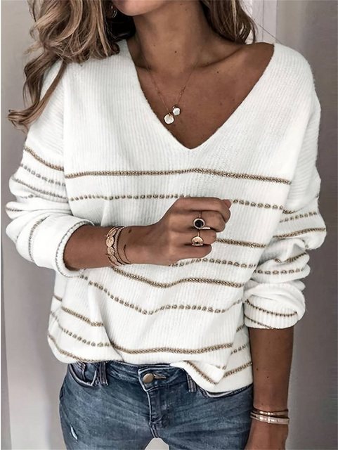 RUZU UG Langarmhemd Pullover Lässiger Kuschelpullover Langarm Modepullover günstig online kaufen