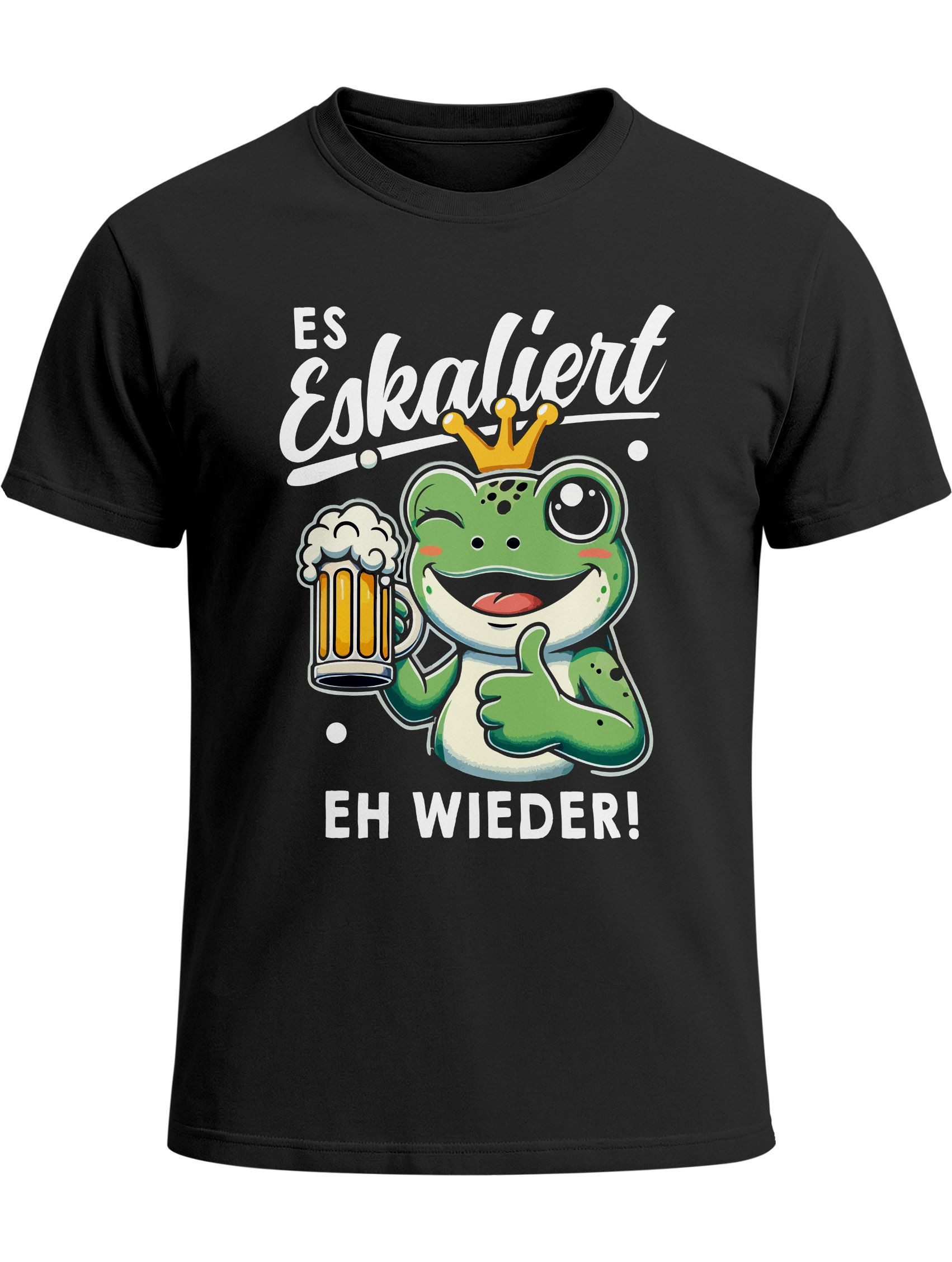 Print-Shirt Herren T-Shirt Fasching Karneval Party Es eskaliert eh Spruch Lustig