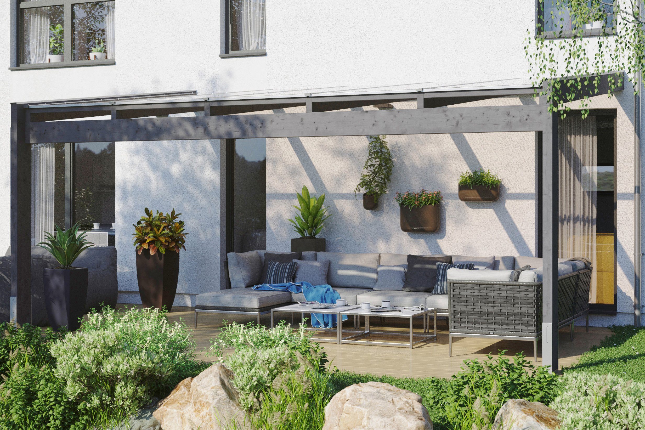 Skanholz Terrassendach Novara, BxT: 557x359 cm, Bedachung Doppelstegplatten, BxT: 557x359 cm, versch. Farben