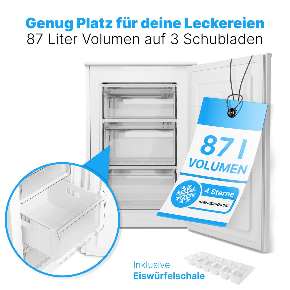 BOMANN Gefrierschrank GS 7253, 85 cm hoch, 55 cm breit, Gefrierschrank 87L, Gefrierschrank klein ≤ -18°C
