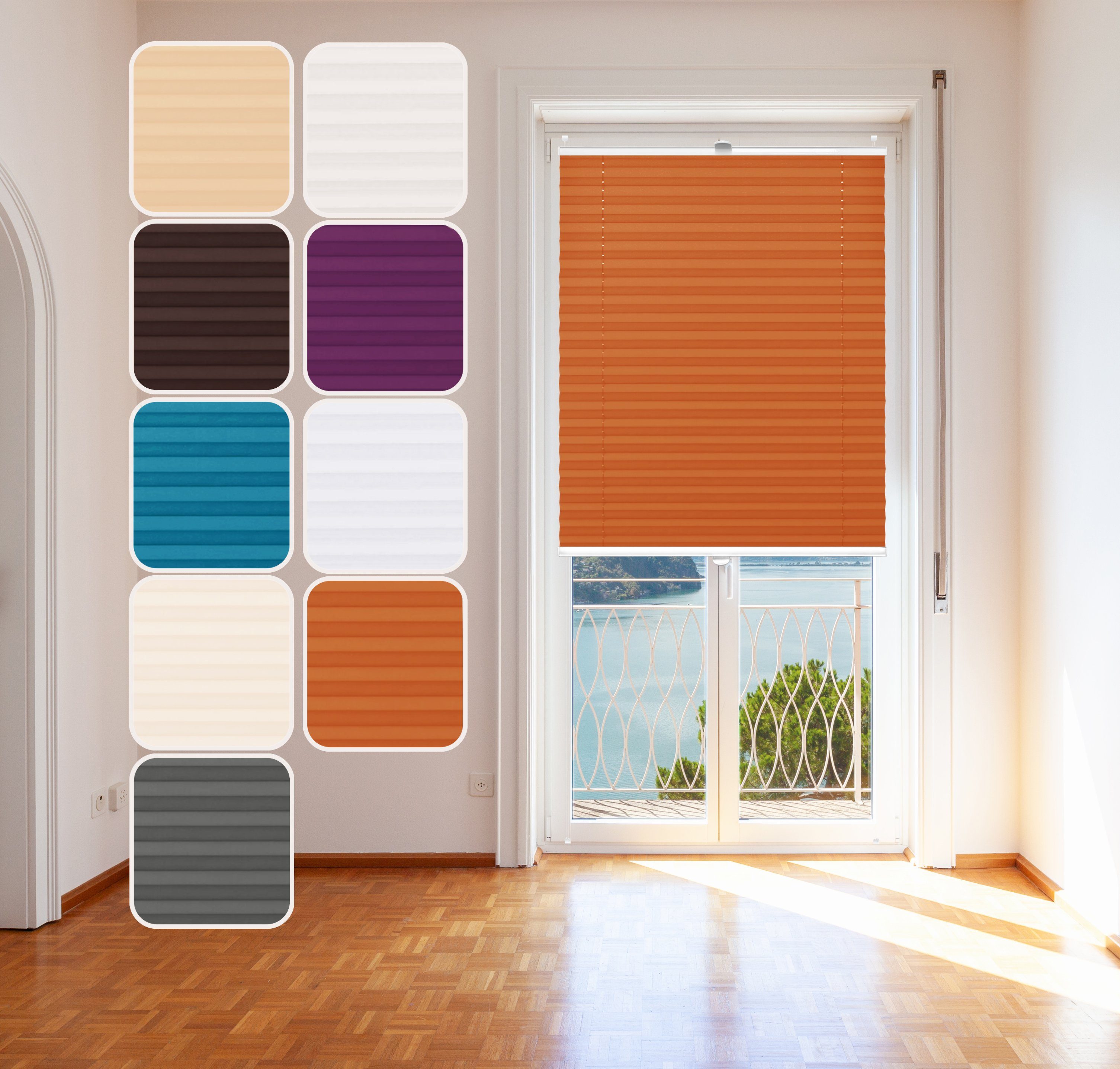 DomDeco Plissee 45x100 cm Orange, ohne Bohren, Klemmfix, Sicht- und Sonnens günstig online kaufen