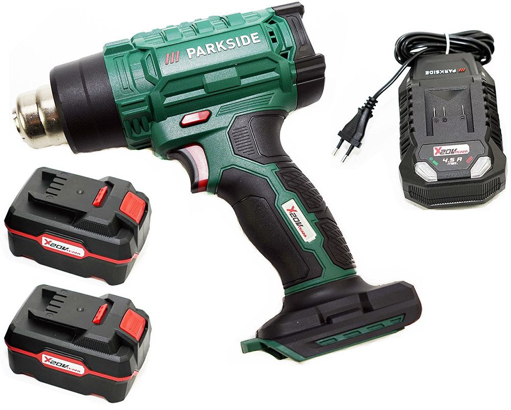 Parkside Akku-Heißluftgebläse 20V Akku Heißluftgebläse Heißluftfön Heißluftpistole PHLGA 20-Li, bis max. 550 °C