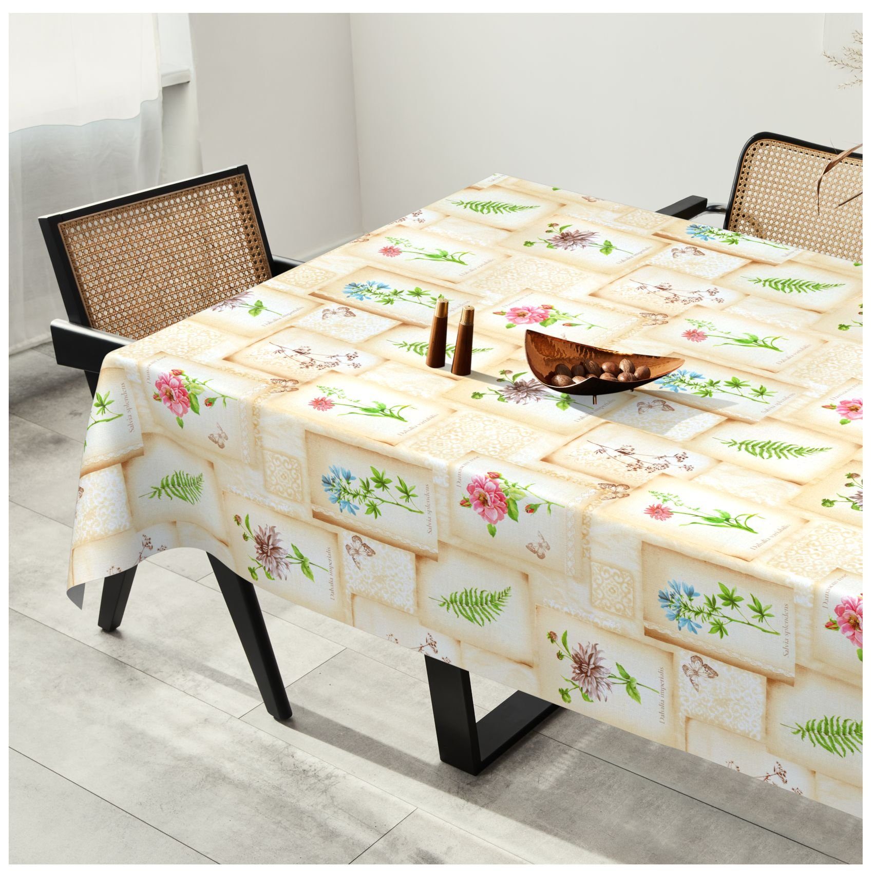 ANRO Tischdecke Tischdecke Wachstuch Premium Blumen Gelb Robust Wasserabweisend Breite, Prägung