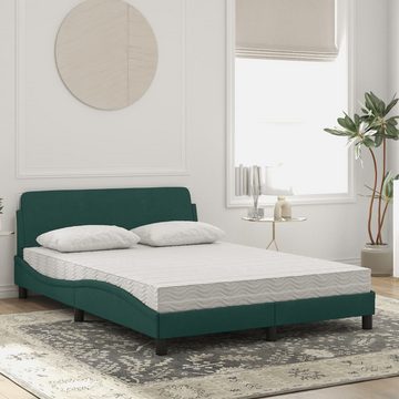 vidaXL Bett Bett mit Matratze Dunkelgrün 140x190 cm Samt