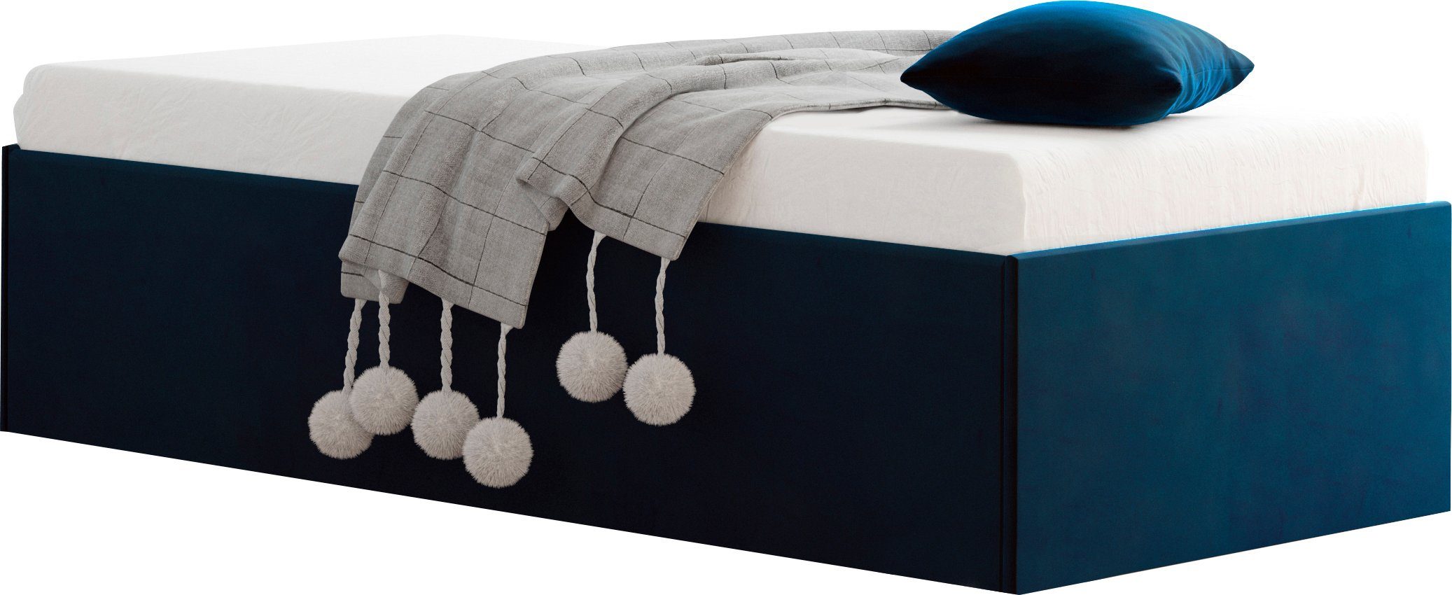 Westfalia Schlafkomfort Polsterbett Amrum, in Samtvelours ohne Kopfteil, mit und ohne Bettkasten erhältlich königsblau