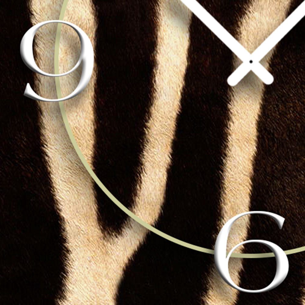 3D-Optik Animalprint Design modernes 4mm Designer Wanduhr Alu-Dibond) Zebra dixtime Wanduhr Wanduhren (Einzigartige aus Fell