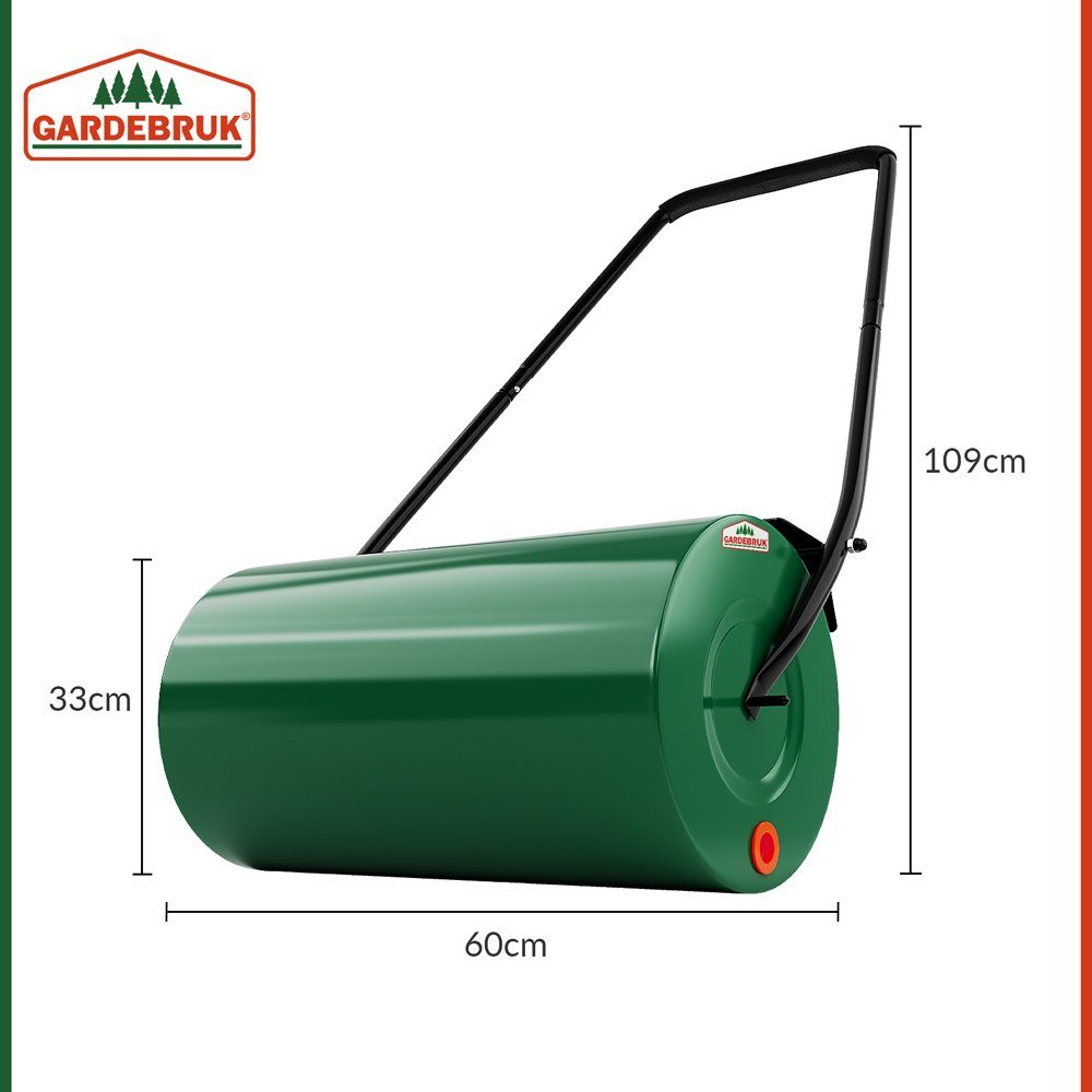 Gardebruk Rasenwalze,60cm 50L gepolsterter Griff Handwalze Rasenroller Garten befüllbar