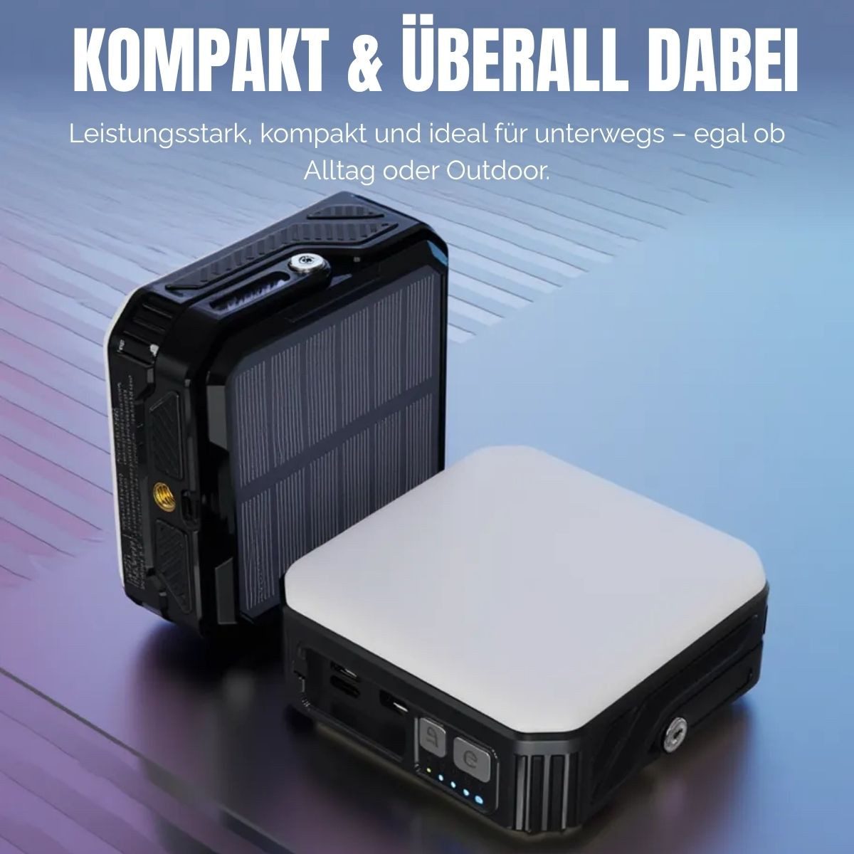 fontastic Solar Powerbank 10000mAh LED Licht Outdoor USB-C IP65 Solar Powerbank (5 V V), Solarfunktion für netzunabhängiges Laden – Bild 5 von 5