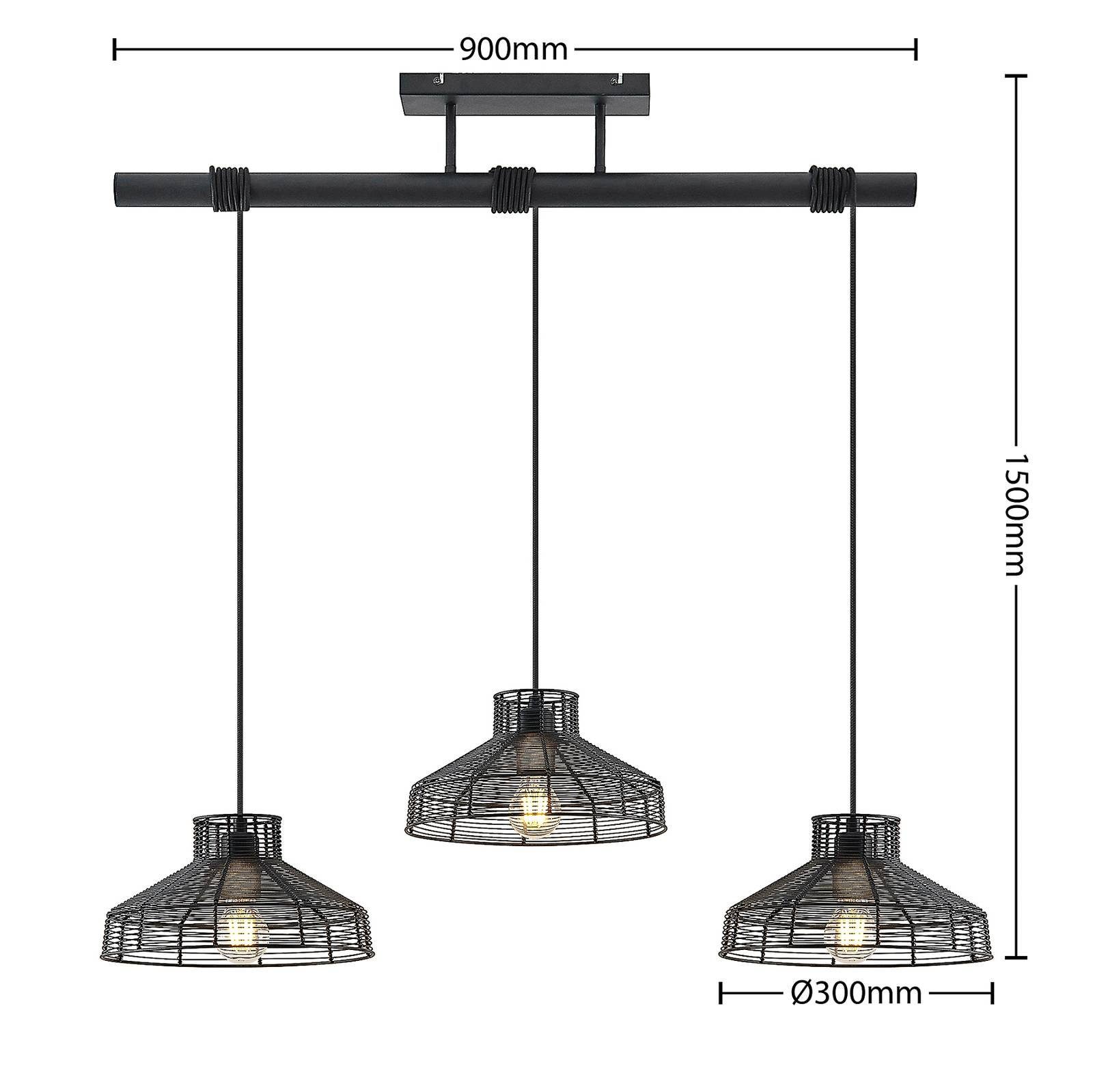 nicht Modern, Deckenlampe, 3 Stahl, inklusive, Hängeleuchte Esstischlampe Karidotta, Leuchtmittel Schwarz, flammig, dimmbar, E27, Lindby