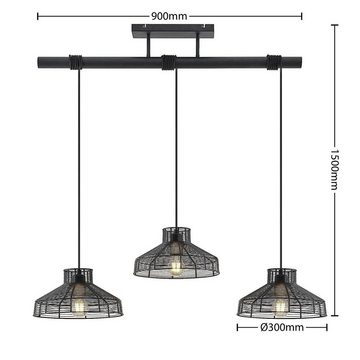 Lindby Hängeleuchte Karidotta, dimmbar, Leuchtmittel nicht inklusive, Modern, Stahl, Schwarz, 3 flammig, E27, Deckenlampe, Esstischlampe