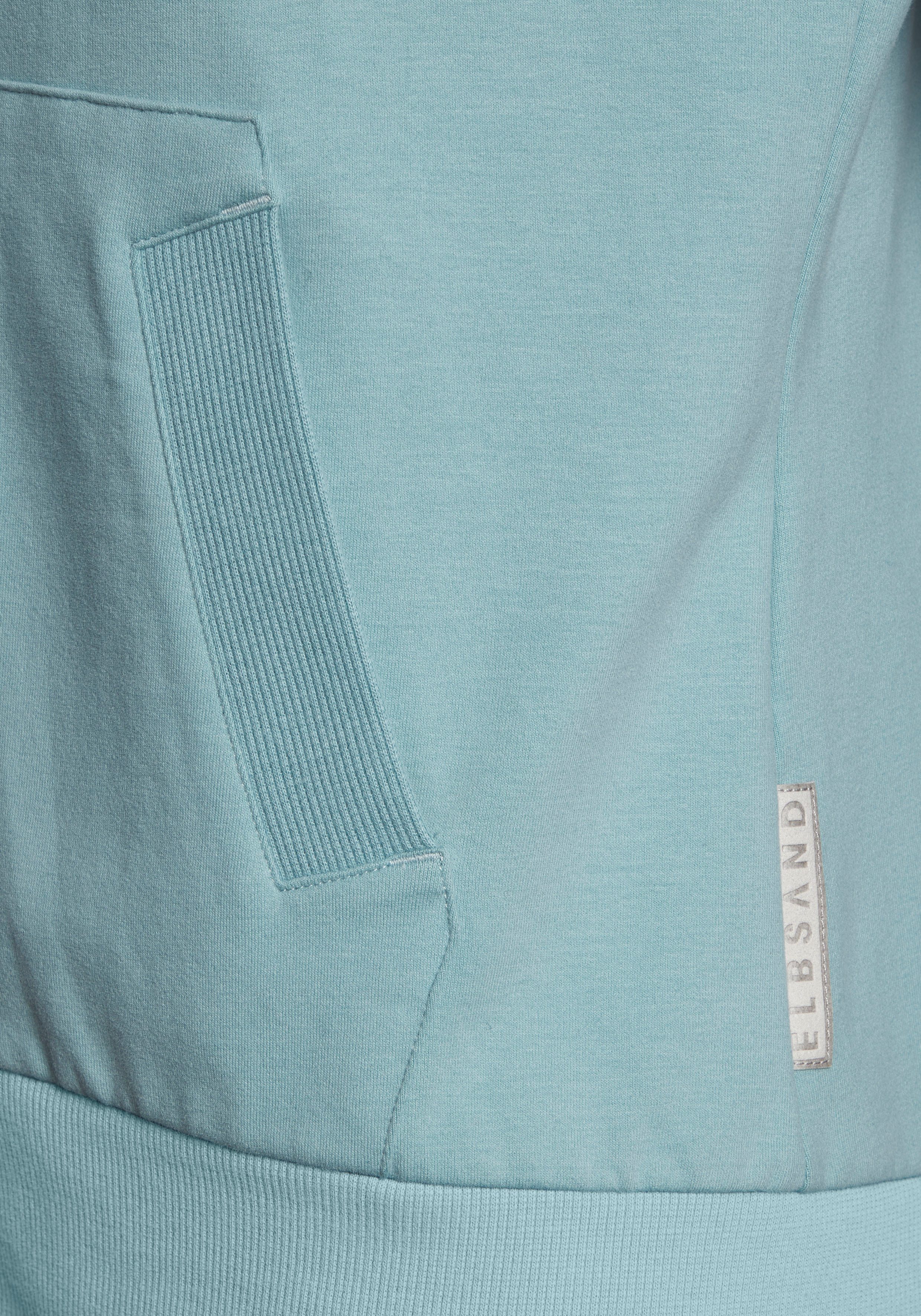 Elbsand Kapuzensweatjacke Kalea mit großem Logodruck hinten, bequeme Freizeitjacke mit Taschen