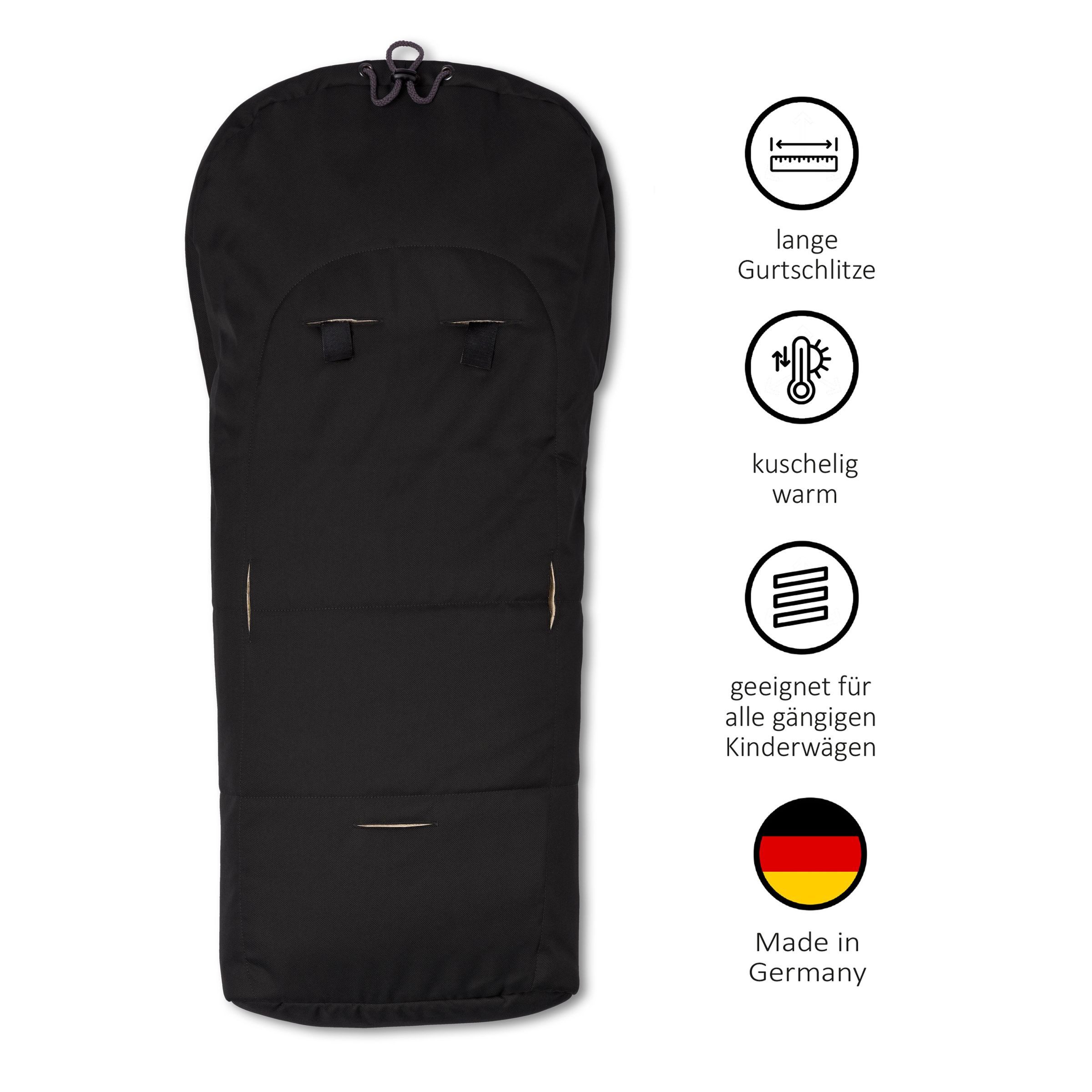 Hofbrucker seit 1948 Fußsack Lammfell-Fußsäckchen Leni für Babyschale und Kinderwagen, warmer Winterfußsack mit echtem Lammfell wind- und wasserabweisend