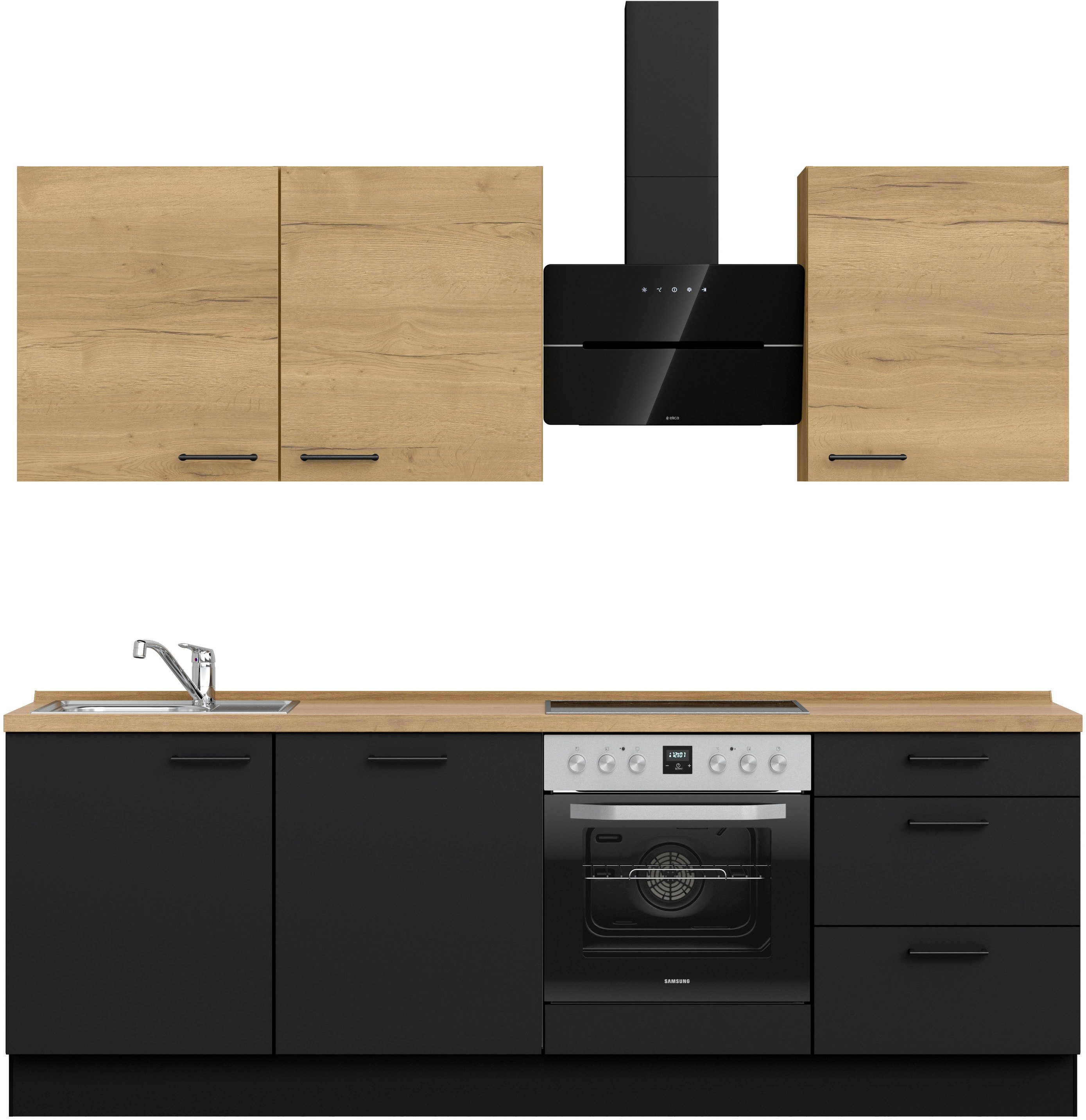 nobilia® Küchenzeile "MIAMI", NEU: individuell anpassbar mit gratis Profi-Beratung, vormontiert, Breite 240 cm, Ausrichtung wählbar, wahlw. mit E-Geräten