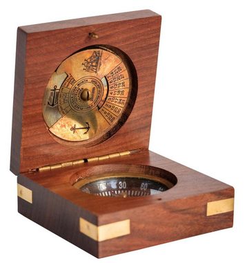Aubaho Kompass Kompass mit 100 Jahres Kalender Maritim Dekoration Navigation Messing