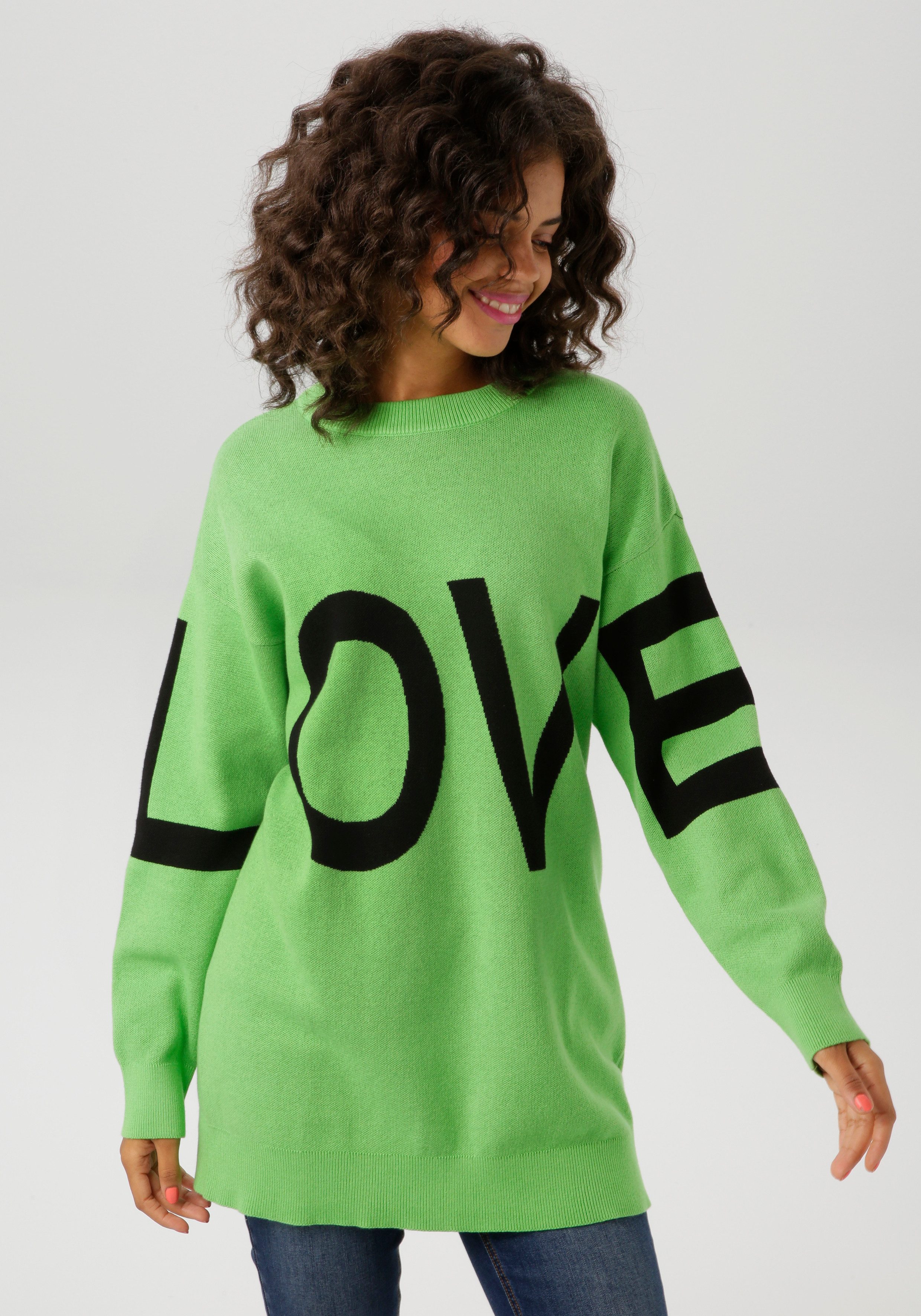 Aniston CASUAL Strickpullover mit eingestricktem LOVE-Schriftzug günstig online kaufen