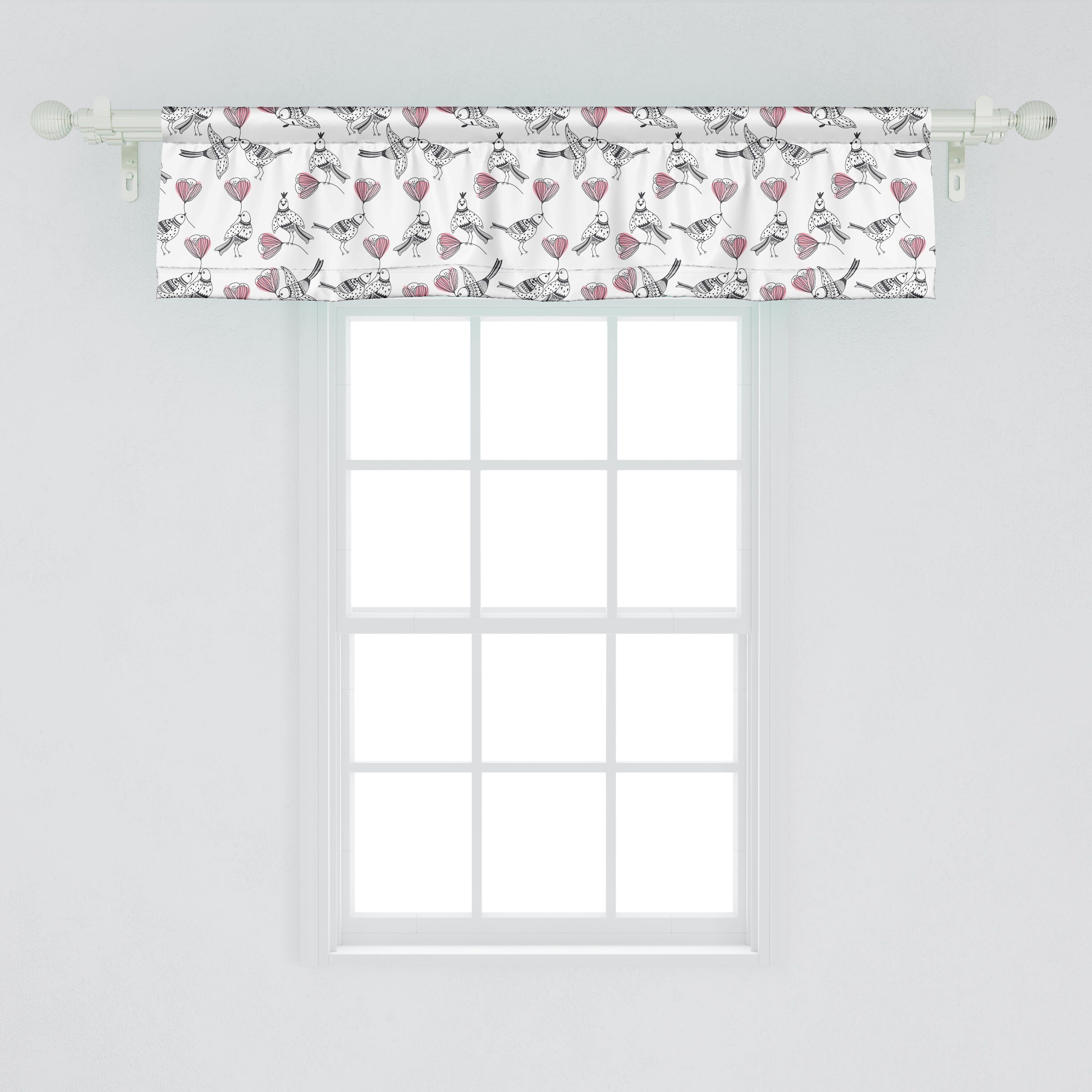 Scheibengardine Vorhang Volant für Vögel Tragen Microfaser, Schlafzimmer Dekor Küche Stangentasche, Blumen Rosa Vogel Abakuhaus, mit