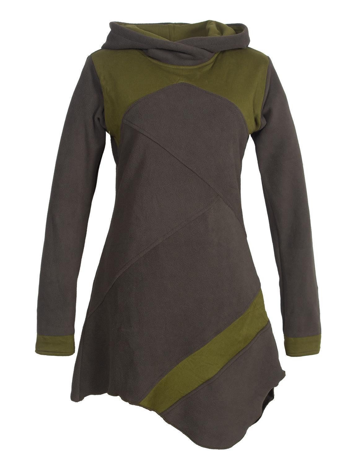 Minikleid Asymmetrisches Patchwork Kleid - Recycling-Fleece
