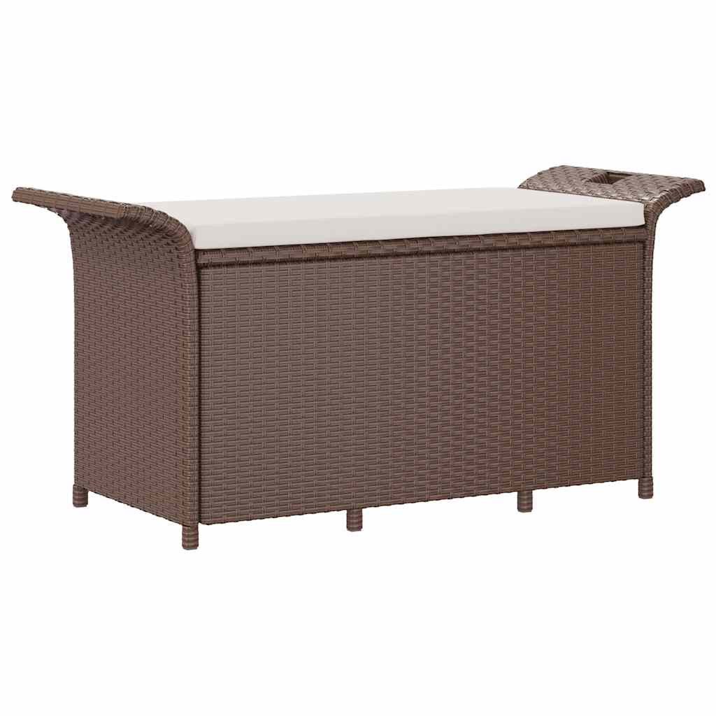 vidaXL Gartenbank Gartenbank mit Kissen Braun 116x46x57 cm Poly Rattan (1-St)