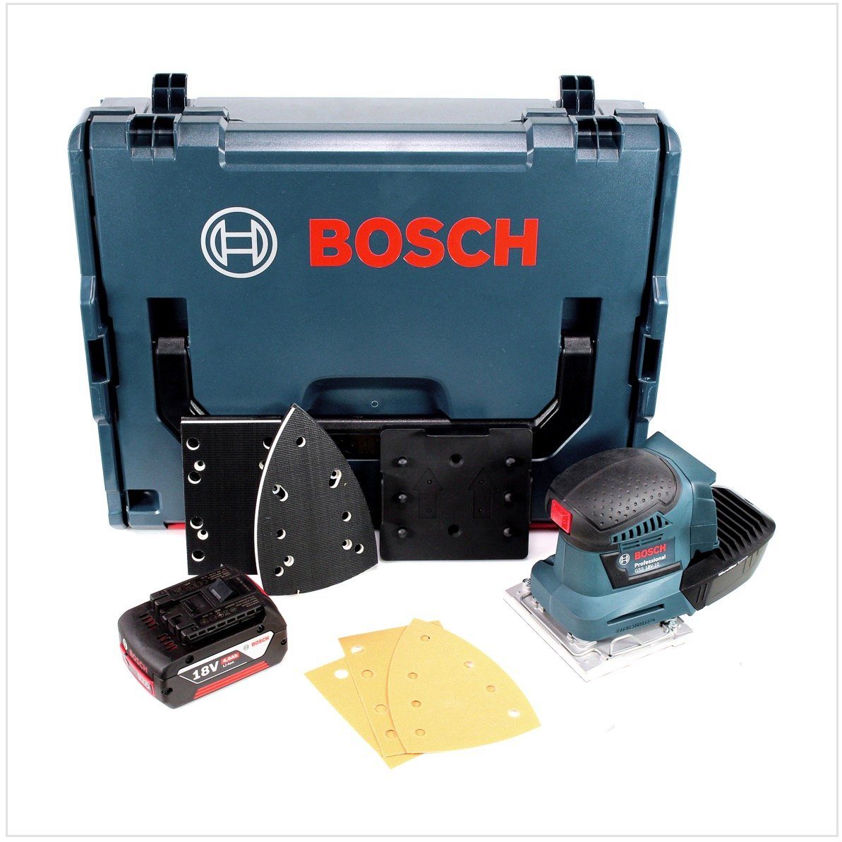 Bosch Professional Akku-Schwingschleifer GSS 18V-10 Akku Schwingschleifer 18V + 1x Akku 4,0Ah + L-Boxx