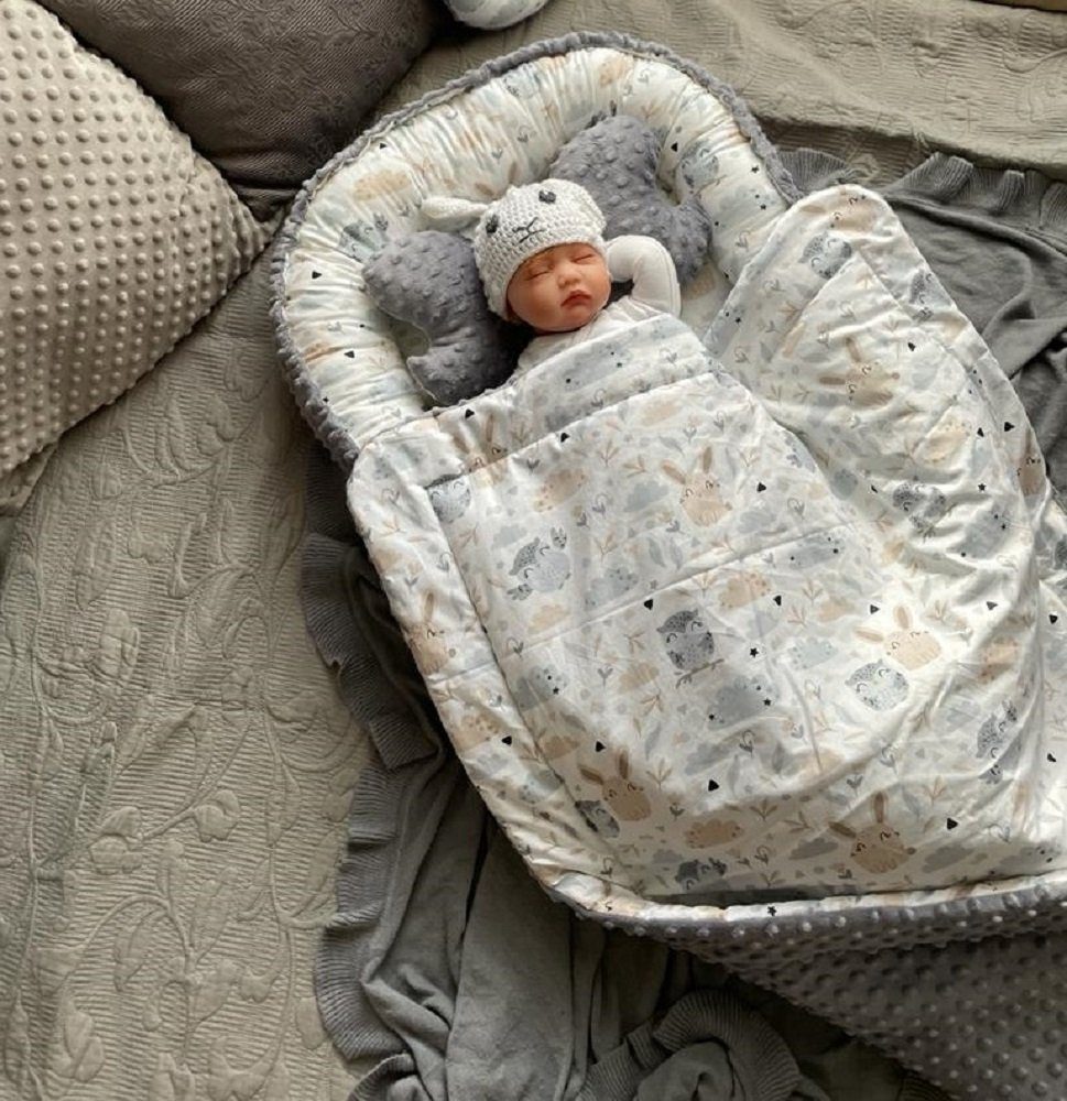 Bettnestchen MINKY/ Baumwolle BABYNEST Babykokon Geschenk Babyausstattung SETS