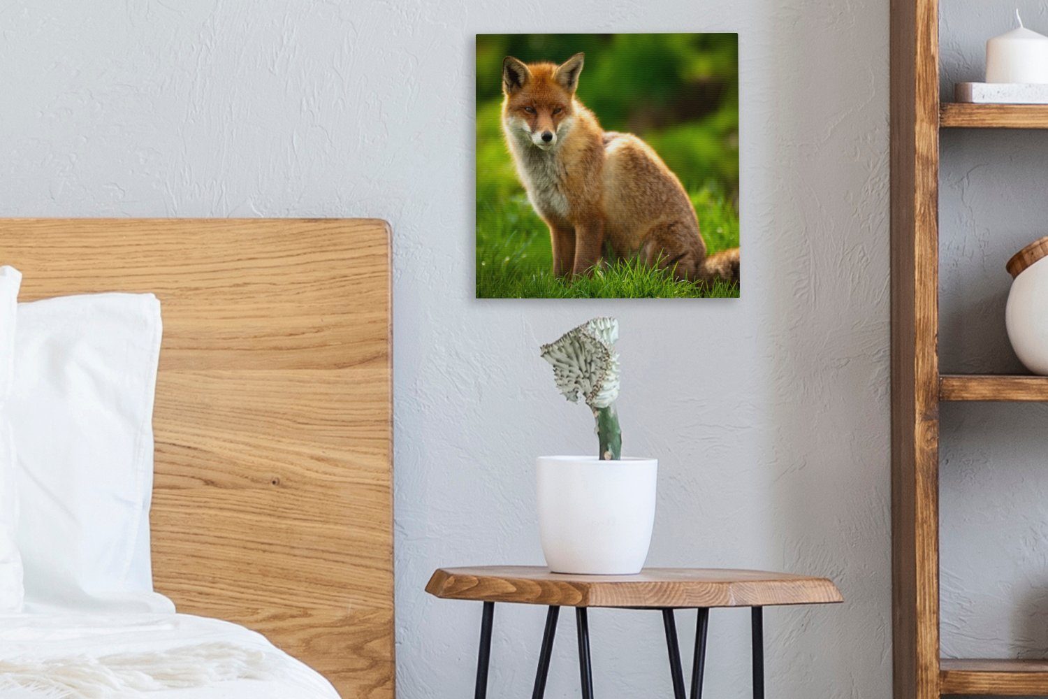 OneMillionCanvasses® - Gras, St), (1 bunt Fuchs Licht Schlafzimmer Leinwandbild für - Leinwand Bilder Wohnzimmer