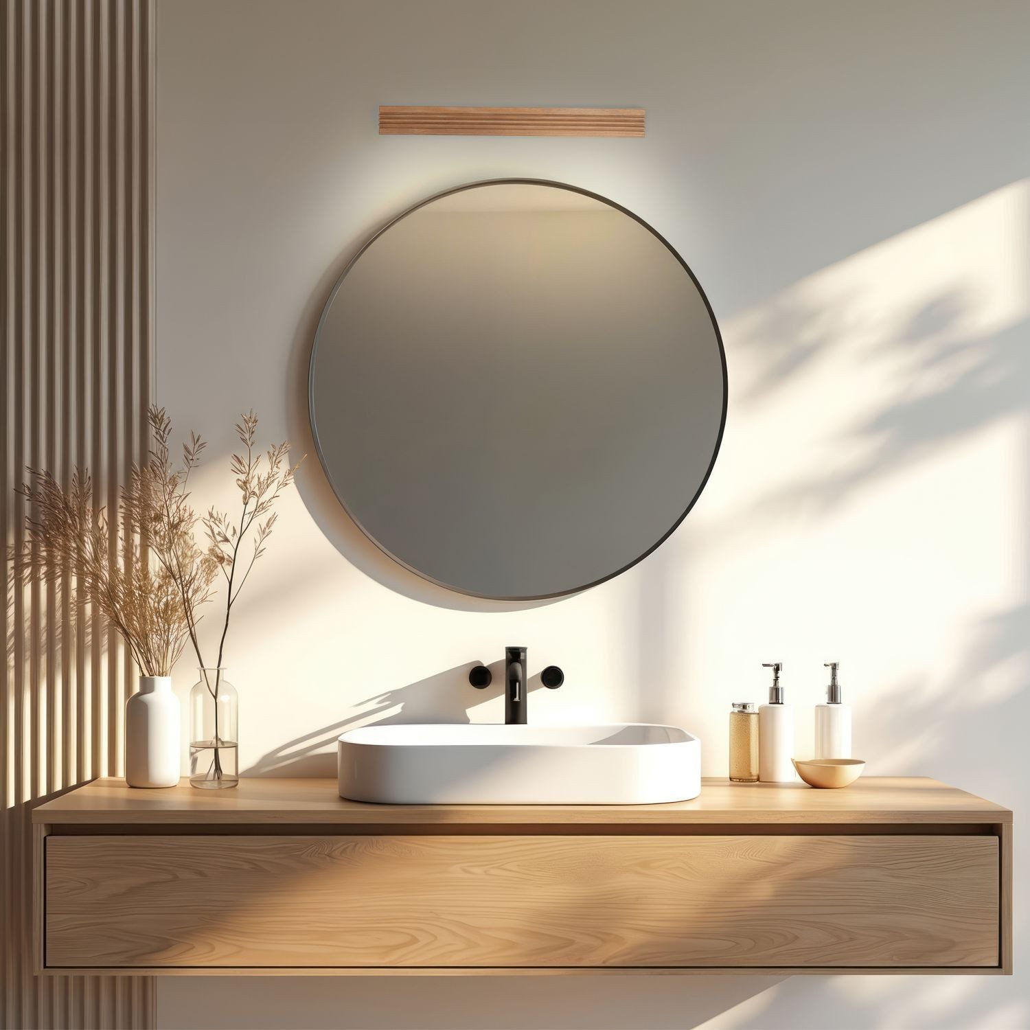 Licht-Erlebnisse Wandleuchte LISCA, LED fest integriert, Warmweiß, LED Holz Metall 45.5 cm breit Kiefer länglich 3000 K 988 lm Modern