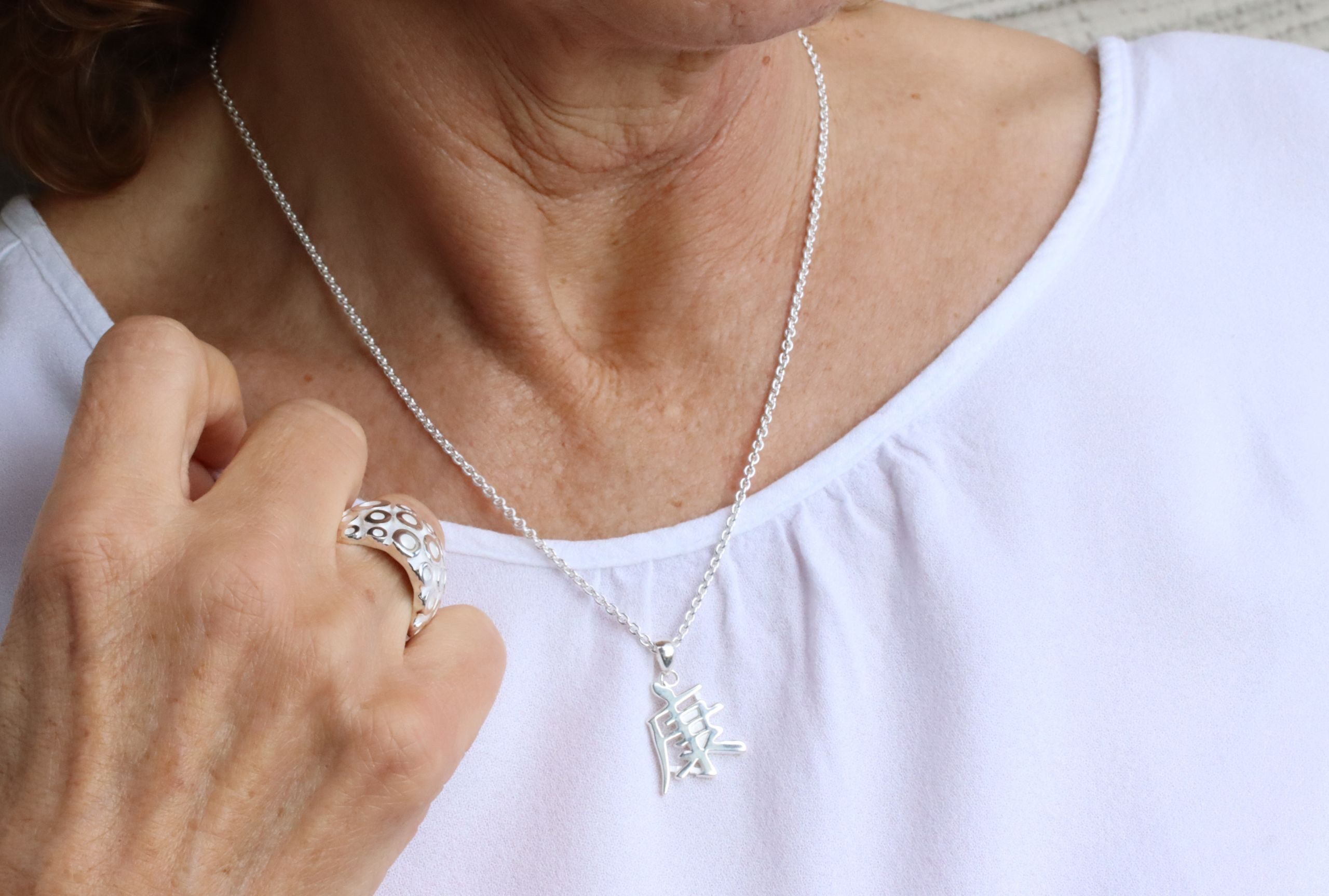 SILBERMOOS Kettenanhänger Anhänger "Chinesisches Zeichen Gesundheit", 925 Sterling Silber
