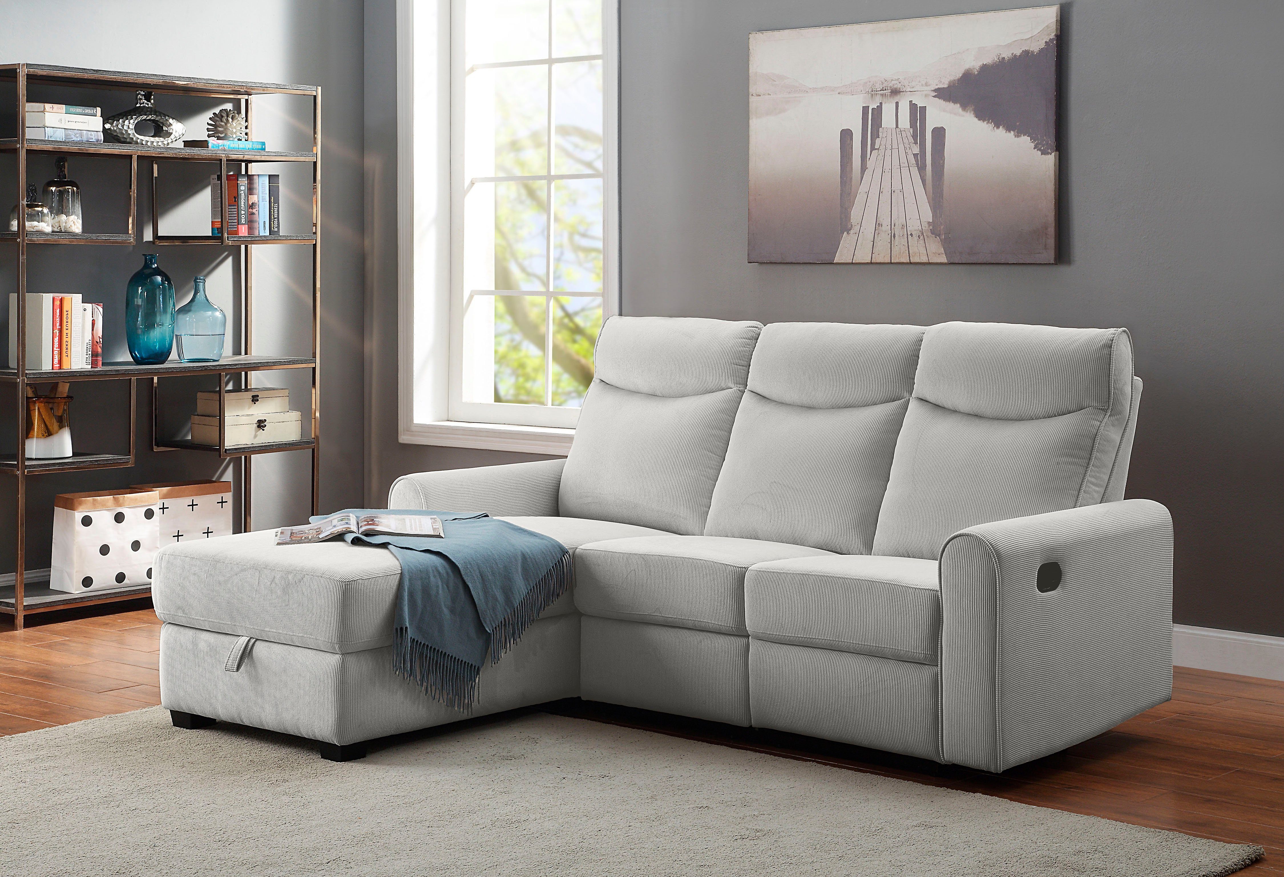 ATLANTIC Relaxfunktion Ecksofa mit und mit home Gero, Cord-Bezug Stauraum, collection