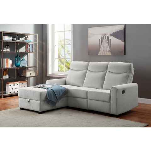 ATLANTIC home collection Ecksofa Gero L-Form, mit Relaxfunktion und Stauraum, mit Cord-Bezug