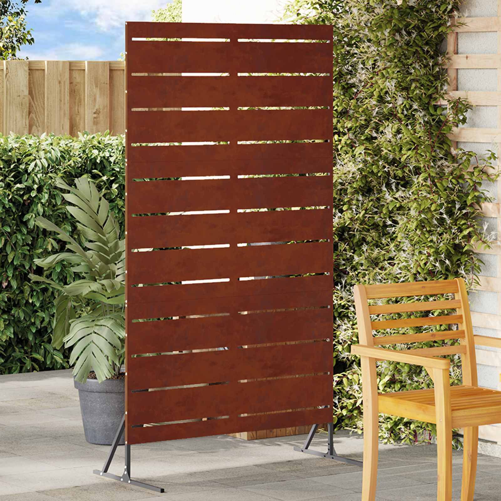 vidaXL Gartenzaun Sichtschutz Grau 100 x 50 x 180 cm Wetterfeststahl, (1-St)
