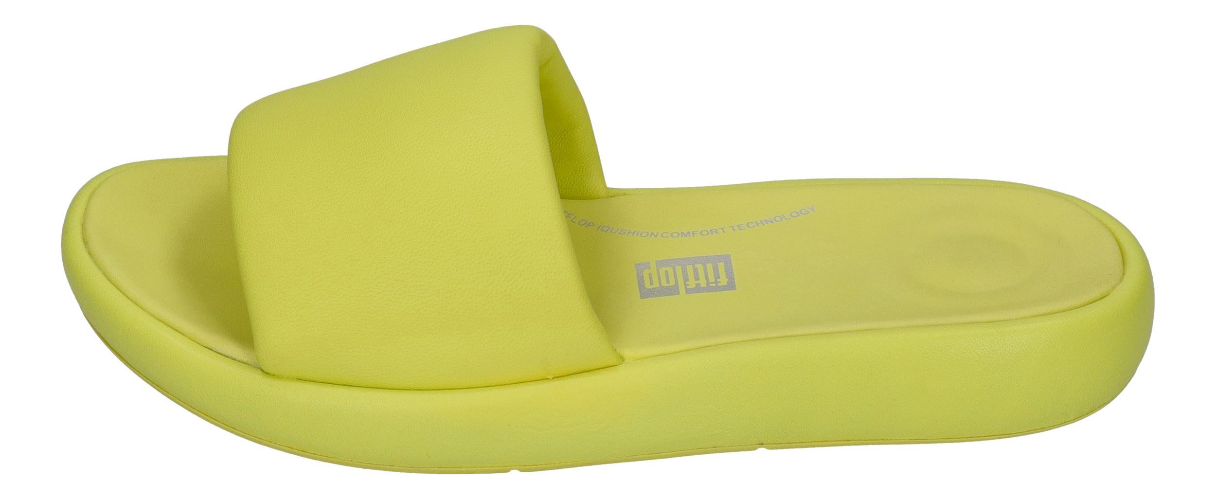 Fitflop iQUSHION D-LUXE PADDED LEATHER SLIDES Zehentrenner Sunny Lime