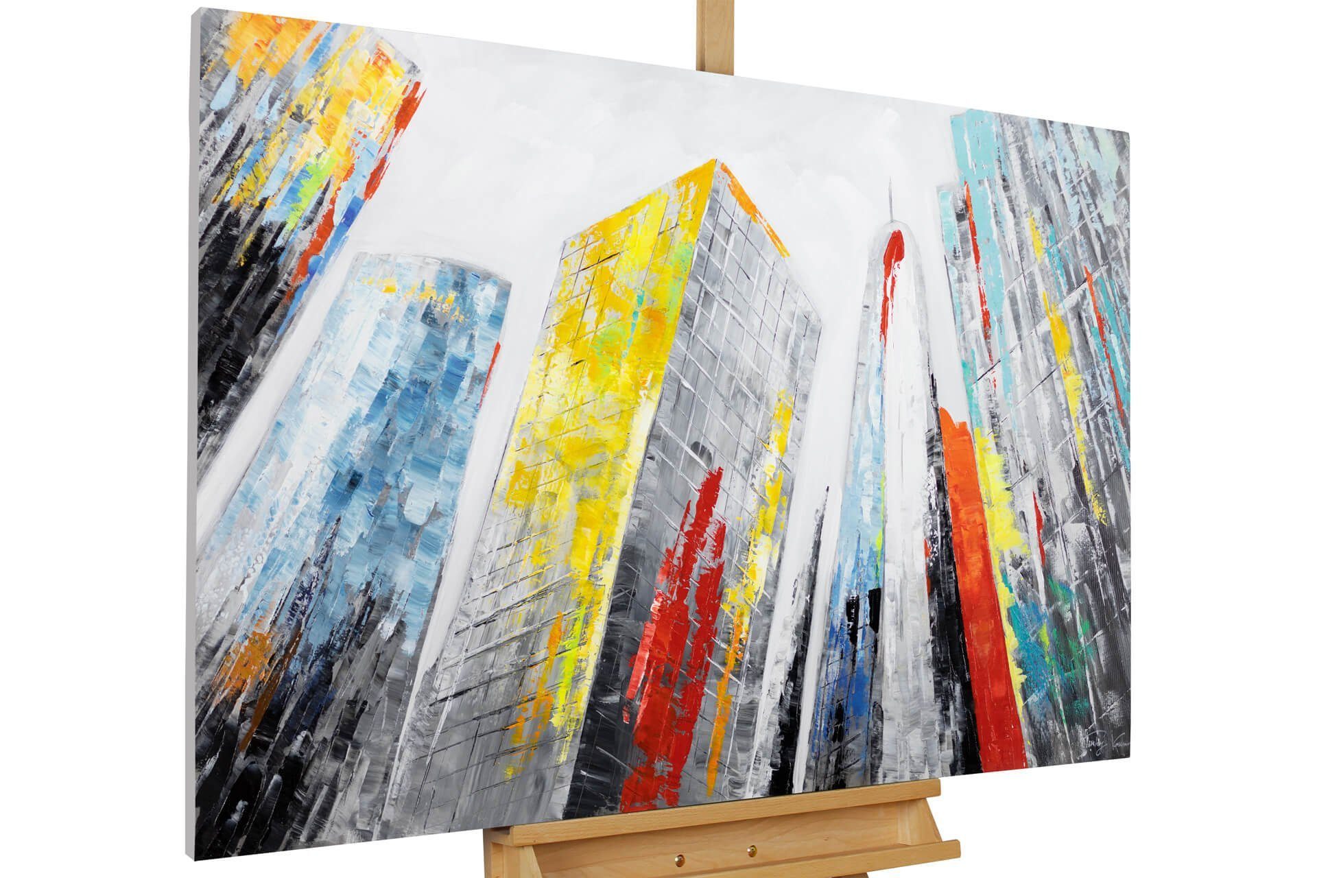 KUNSTLOFT Gemälde City Wohnzimmer 100% Leinwandbild Giants Wandbild HANDGEMALT cm, 120x80 of