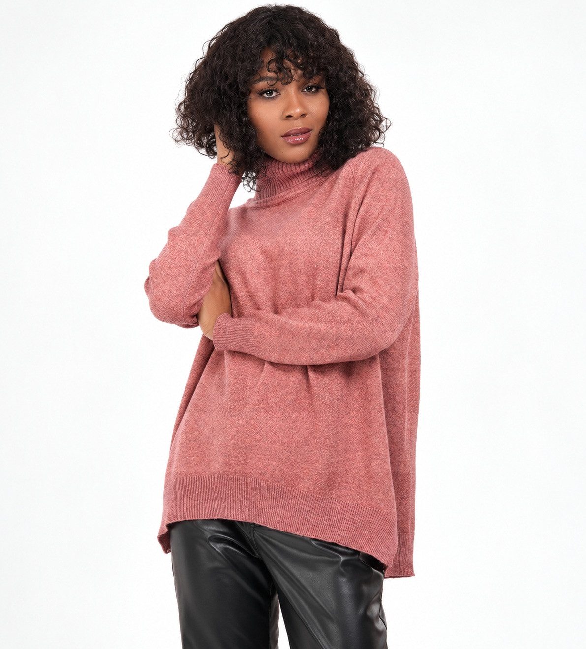 YC Fashion & Style Strickpullover Strickpullover mit Rollkragen und seitlichen Schlitzen in Unifarbe
