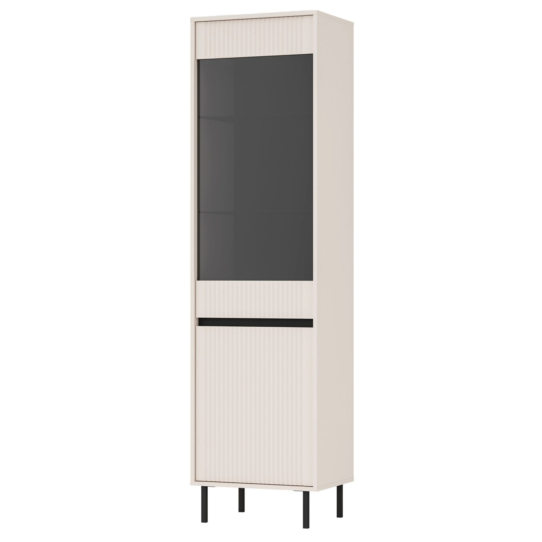 Selsey Standvitrine OSAKA 2-türig mit Glasfront, 5 Fächern und Metallbeinen, 56 cm