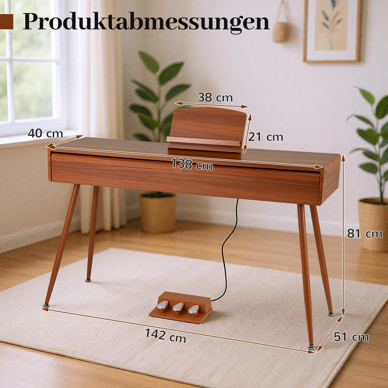 COSTWAY Digitalpiano (1-St), Keyboard, Klavier mit Dreifachpedale, Digitalpiano für Anfänger
