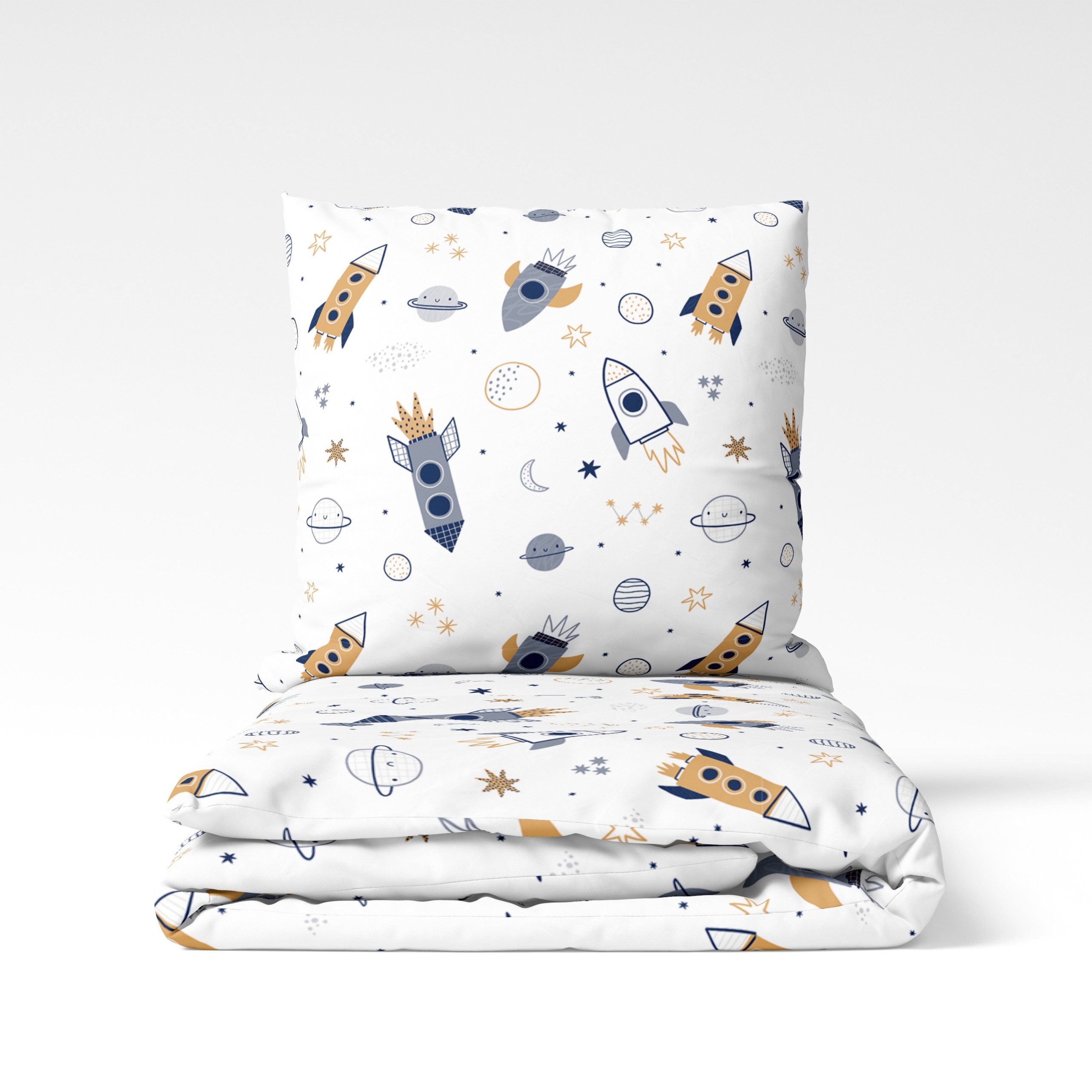 MTOnlinehandel Kinderbettwäsche Space Weltall-Abenteuer 135x200 + 80x80 cm günstig online kaufen