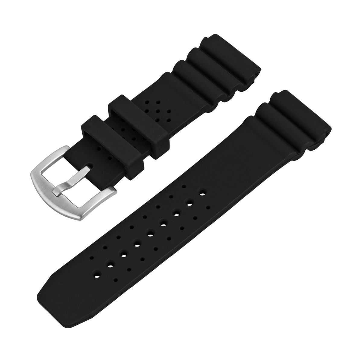 Tauchmeister Uhrenarmband PU-Armband Ersatzband schwarz mit Dornschließe 24 mm