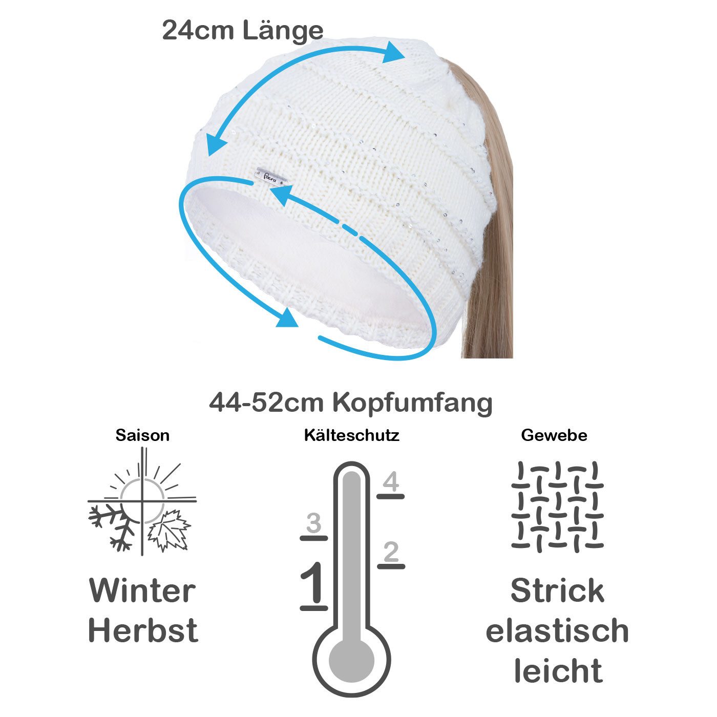 Faera Strickmütze (1-St) Damen Zopf Wintermütze Zopfloch Loch Strickmütze Beanie Mütze