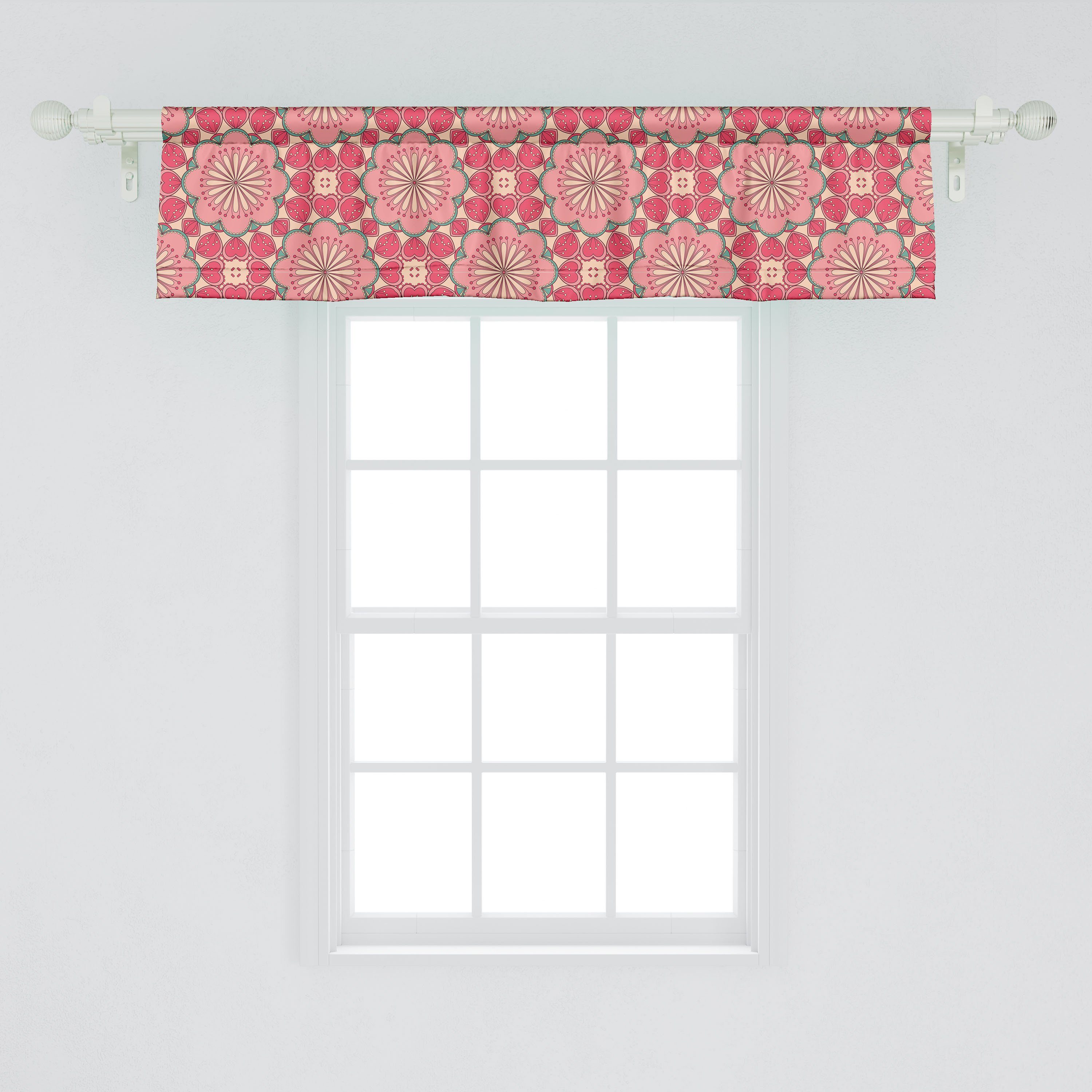 Scheibengardine Vorhang Volant orientalische Schlafzimmer mit für Dekor Microfaser, Küche Rosa Ethnische Stangentasche, Art Muster Abakuhaus
