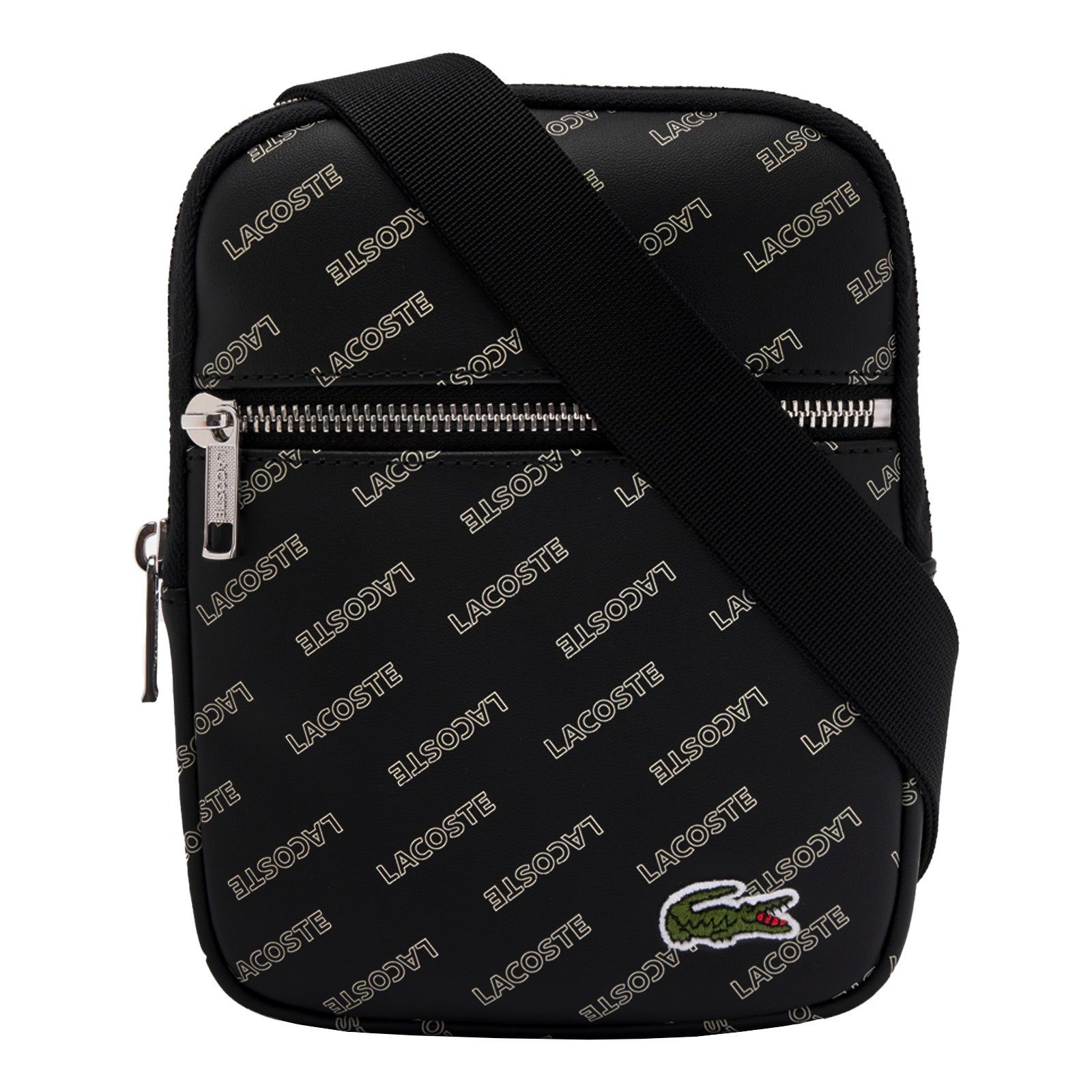 Lacoste Umhängetasche S Flat Crossover Bag, mit Allover-Lacoste-Print M66 noir farine