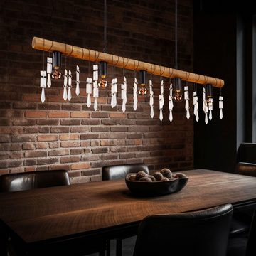 etc-shop Hängeleuchte, Leuchtmittel nicht inklusive, Pendelleuchte Hängelampe Deckenlampe Metall Holz Glaskristalle