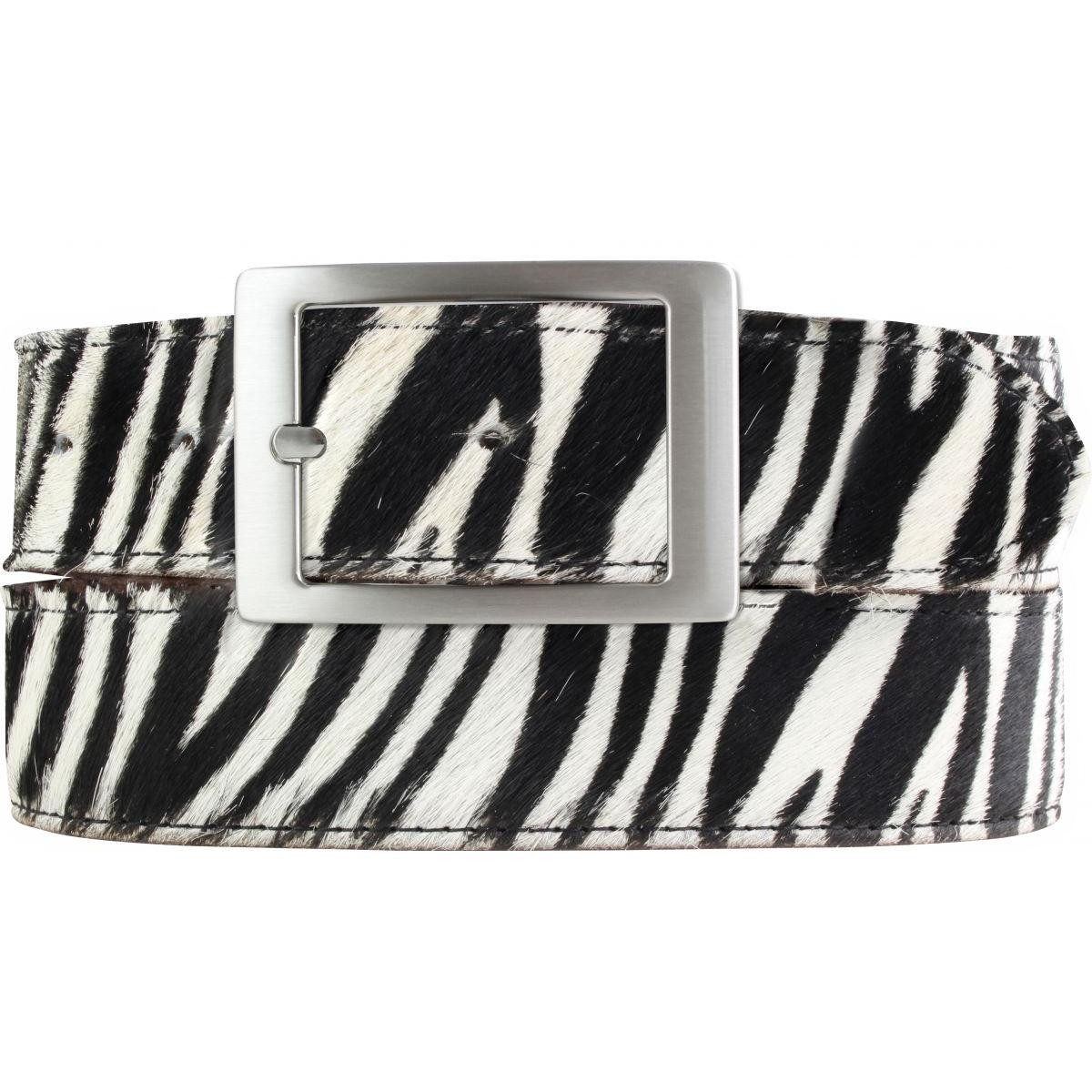 BELTINGER Ledergürtel Herren-Gürtel mit echtem Fell und Doppel-Schließe 4 cm - Fell-Gürtel f (1-St)