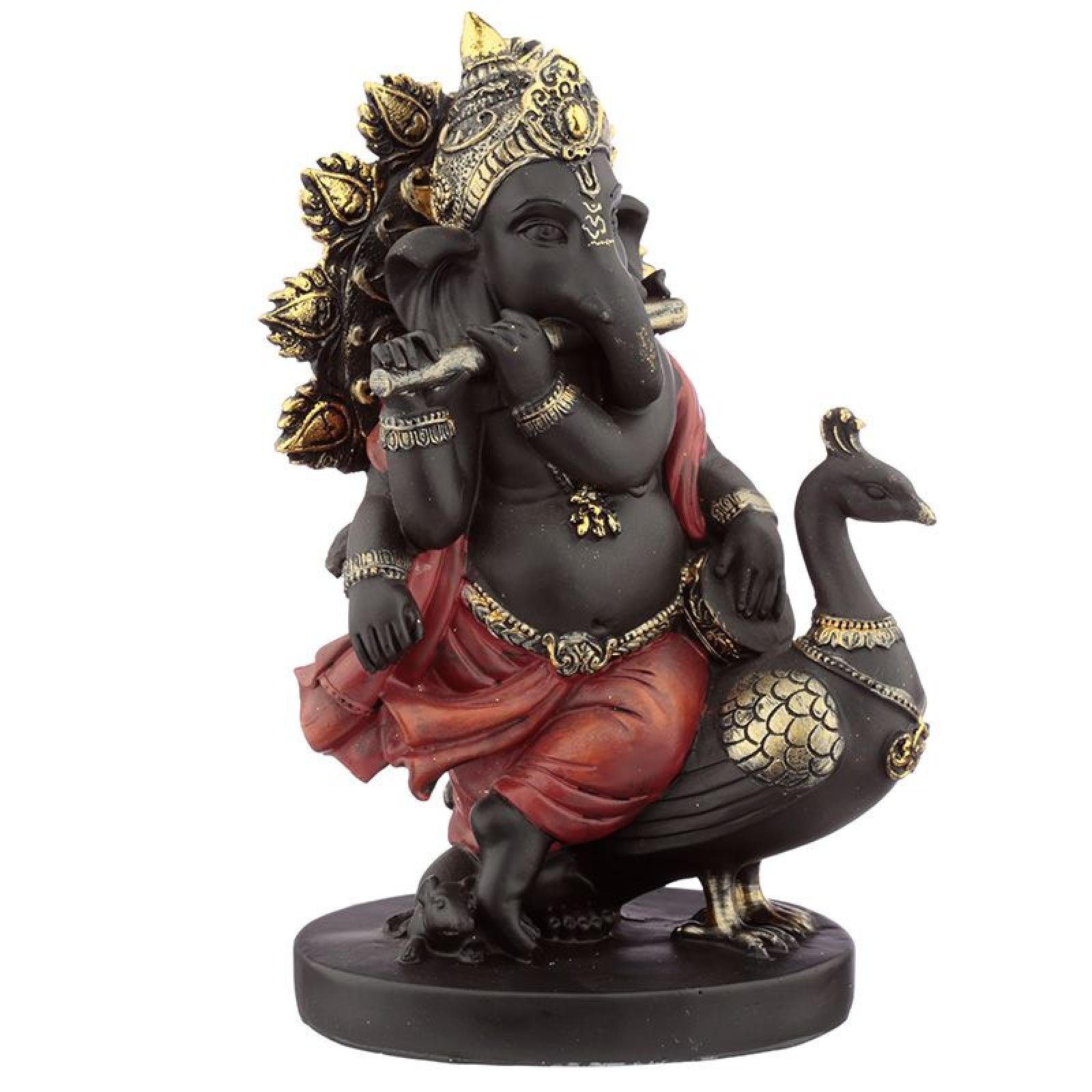 Puckator Dekofigur Ganesh Figur mit Pfau Rohr und