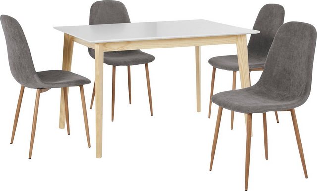 Homexperts Essgruppe »Kaitlin Tischgruppe«, (Set, 5 tlg., bestehend aus Esstisch »Kailtin« Breite 120 cm und 4 Stühlen Bezug in Cord)  - Onlineshop Otto