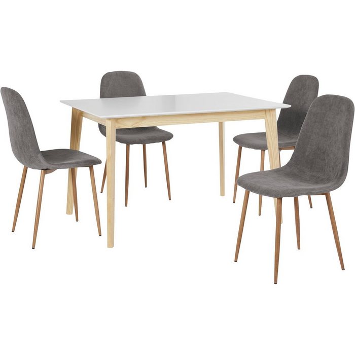Homexperts Essgruppe Kaitlin Tischgruppe (Set 5-tlg. bestehend aus Esstisch »Kailtin« Breite 120 cm und 4 Stühlen)