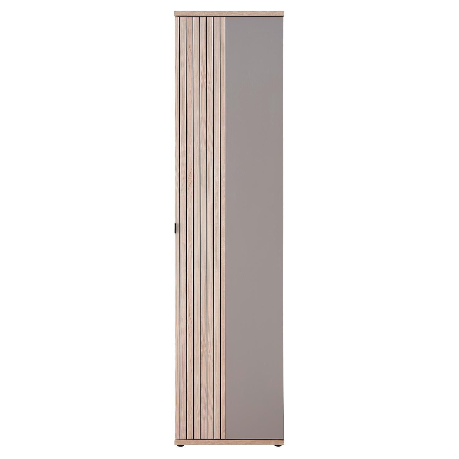 Innostyle Garderobenschrank PISA, Basaltfarben, Riva Eiche Dekor, 1 Tür, Soft-Close-Funktion, B 55 x 220 x 38 cm