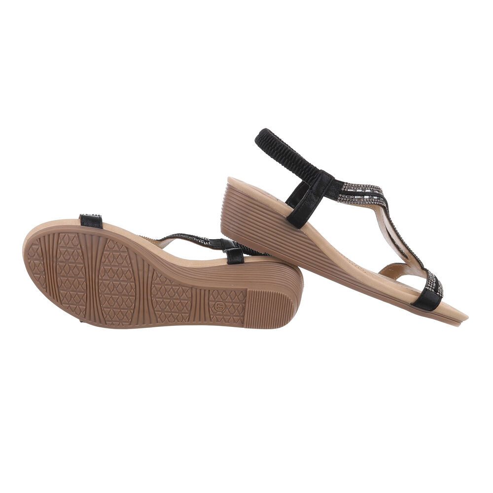 Ital-Design Damen Freizeit Keilsandalette (86016670) Keilabsatz/Wedge Keilsandaletten in Schwarz